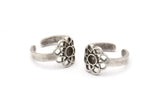 Silver Royal Ring, 2 Antique Silver Plated Brass Royal Rings With 1 Stone Settings - Pad Size 4mm N1947 H1487