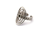 Silver Royal Ring, 2 Antique Silver Plated Brass Royal Rings With 1 Stone Settings - Pad Size 3mm N1953 H1492