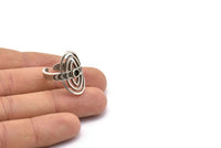 Silver Royal Ring, 2 Antique Silver Plated Brass Royal Rings With 1 Stone Settings - Pad Size 3mm N1953 H1492