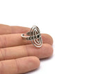 Silver Royal Ring, 2 Antique Silver Plated Brass Royal Rings With 1 Stone Settings - Pad Size 3mm N1953 H1492