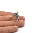 Gümüş Kraliyet Yüzüğü, Antik Gümüş Kaplama Pirinç Kraliyet Yüzüğü, 1 Taş Ayarlı - Ped Boyutu 6x4mm N1952 H1486