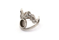 Gümüş Yüzük Ayarı, Antik Gümüş Kaplama Pirinç Duke Yüzüğü, 1 Taş Ayarı - Ped Boyutu 8x6mm N1948 H1485