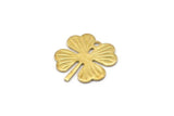 Brass Leaf Charm, 10 Raw Brass Four Leaf Clover Charms With 1 Hole (18x17x0.80mm) A2557