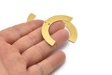 Brass Geometric Charm, 6 Raw Brass Semi Circle Pendants With 2 Holes (50x8x0.80mm) A2560