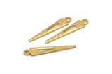Gold Triangle Charm, 12 Gold Plated Brass Tiny Triangle Charms With 1 Loop, Findings (23x4x0.80mm) M02467