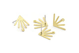 Brass Sun Earring, 8 Textured Raw Brass Sun Stud Earrings With 1 Loop (18x15x0.80mm) M02425 A2561