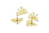Brass Sun Earring, 10 Raw Brass Sun Stud Earrings With 1 Loop (10x15x0.80mm) M02402 A2562