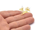 Brass Sun Earring, 10 Raw Brass Sun Stud Earrings With 1 Loop (10x15x0.80mm) M02402 A2562