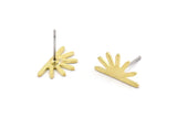 Brass Sun Earring, 8 Textured Raw Brass Sun Stud Earrings (8x15x0.80mm) M02407 A2565