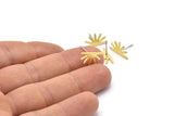 Brass Sun Earring, 8 Textured Raw Brass Sun Stud Earrings (8x15x0.80mm) M02407 A2565