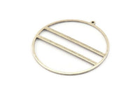 Silver Circle Charm, 4 Antique Silver Plated Brass Circle Charm Earrings With 1 Loop, Pendants, Findings (45x43x1mm) D0724 H1211