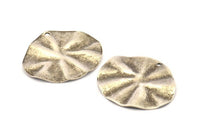 Silver Wavy Disc, 6 Antique Silver Plated  Brass Wavy Disc Charms With 1 Hole, Earrings, Findings (29x25x0.60mm) D0834 H0806