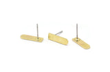 Brass Rectangle Earring, 12 Textured Raw Brass Rectangle Stud Earrings (14x4x0.80mm) M02689 A0124