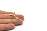 Brass Rectangle Earring, 12 Textured Raw Brass Rectangle Stud Earrings (14x4x0.80mm) M02689 A0124
