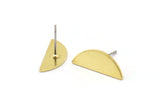 Semi Circle Earring, 10 Raw Brass Half Moon Stud Earrings (18x7x0.80mm) M02655 A0117