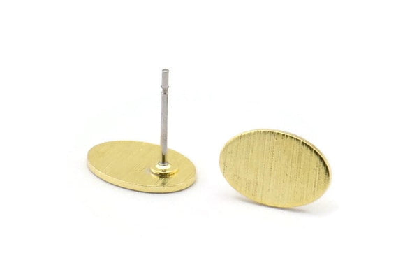 Brass Oval Earring, 12 Textured Raw Brass Oval Stud Earrings (11x8x0.80mm) M02570 A0121