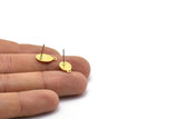 Brass Oval Earring, 12 Textured Raw Brass Oval Stud Earrings With 1 Loop (14x8x0.80mm) M02574 A0125