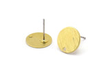 Brass Round Earring, 12 Textured Raw Brass Round Stud Earrings With 1 Hole (11x0.80mm) M02557 A0087