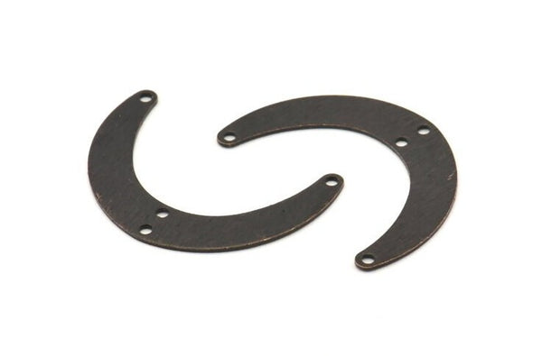 Black Moon Charm, 12 Oxidized Black Brass Crescent Moon Charms With 4 Holes, Connectors (28x19x0.60mm) D915 S989