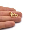 Gold Sun Charm, 4 Textured Gold Plated Brass Sun Charms With 2 Loops (19x30x0.80mm) M02322