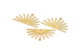 Gold Sun Charm, 4 Gold Plated Brass Sun Charms With 1 Loop And 1 Hole (17x30x0.80mm) M02327