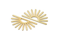 Gold Sun Blank, 4 Textured Gold Plated Brass Sun Blanks, Findings, Connectors (16x30x0.80mm) M02310