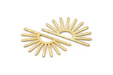 Gold Sun Blank, 4 Textured Gold Plated Brass Sun Blanks, Findings, Connectors (16x30x0.80mm) M02310
