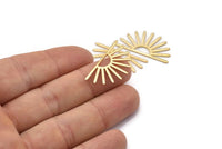 Gold Sun Blank, 4 Textured Gold Plated Brass Sun Blanks, Findings, Connectors (16x30x0.80mm) M02310
