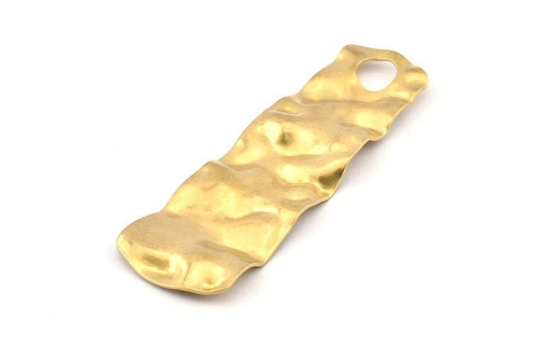 Brass Rectangle Charm, 4 Raw Brass Rectangle Charms With 1 Hole, Earrings, Findings (58x19x15x0.60mm) D1163