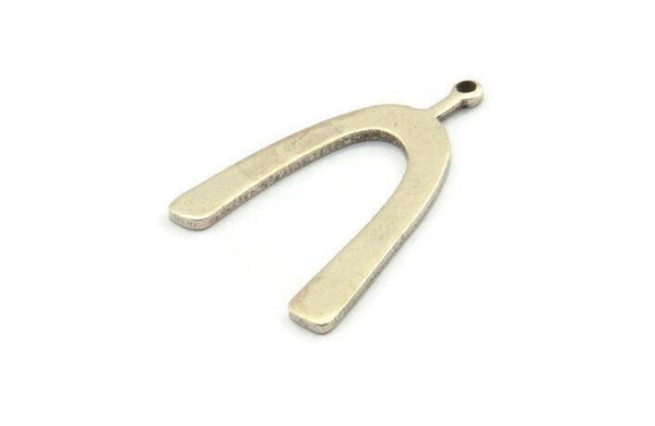 Silver U Charm, 2 Antique Silver Plated Brass U Shaped Charms With 1 Loop (34x22x1mm) D1182