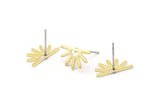 Brass Sun Earring, 10 Raw Brass Sun Stud Earrings (8x15x0.80mm) M02400 A0669