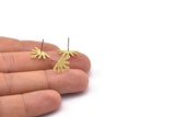 Brass Sun Earring, 10 Textured Raw Brass Sun Stud Earrings With 1 Loop (10x15x0.80mm) M02410 A2253