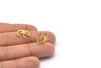 Gold Scorpio Earring, 4 Gold Plated Brass Scorpio Sign Stud Earrings, Zodiac Earring Findings, Zodiac Sign Jewelries (13x13mm) SY0291