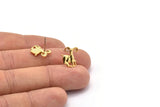 Gold Aries Earring, 4 Gold Plated Brass Aries Sign Stud Earrings, Zodiac Earring Findings, Zodiac Sign Jewelries (13x11mm) SY0290