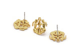 Gold Gemini Earring, 4 Gold Plated Brass Gemini Sign Stud Earrings, Zodiac Earring Findings, Zodiac Sign Jewelries (14x13mm) SY0295