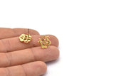 Gold Gemini Earring, 4 Gold Plated Brass Gemini Sign Stud Earrings, Zodiac Earring Findings, Zodiac Sign Jewelries (14x13mm) SY0295