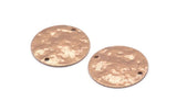 Rose Gold Disc Charm, 4 Hammered Rose Gold Plated Brass Round Connectors With 2 Holes, Earrings, Findings (20x0.70mm) D1220 Q0898