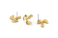 Gold Virgo Earring, 4 Gold Plated Brass Virgo Sign Stud Earrings, Zodiac Findings, Zodiac Sign Jewelries (12x13mm) SY0286
