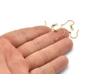 Brass Ear Wires, Earring Hooks, 100 Raw Brass Earring Setting for Pearl, Brass Findings, Crafts (16x0.7mm) BS 1776