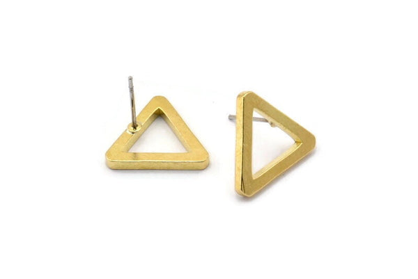 Brass Triangle Earring, 12 Raw Brass Triangle Stud Earrings (17x2mm) D0017 A1147