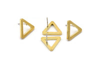 Brass Triangle Earring, 12 Raw Brass Triangle Stud Earrings (17x2mm) D0017 A1147