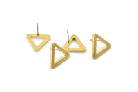 Brass Triangle Earring, 12 Raw Brass Triangle Stud Earrings (17x2mm) D0017 A1147