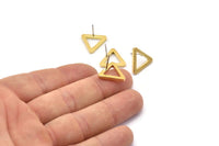 Brass Triangle Earring, 12 Raw Brass Triangle Stud Earrings (17x2mm) D0017 A1147