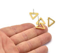 Brass Triangle Earring, 12 Raw Brass Triangle Stud Earrings (17x2mm) D0017 A1147