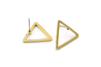 Brass Triangle Earring, 12 Raw Brass Triangle Stud Earrings (17mm) D0108 A1127