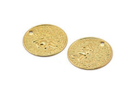 Gold Coin Charm, 8 Gold Plated Brass Coin Charms With 1 Hole, Earring Findings (18x0.60mm) D1245 Q0950