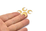 Brass Moon Charms, 24 Raw Brass Crescent Moon Charms With 1 Hole, Pendants, Earrings, Findings (14x13.5x5x0.8mm) BS 2364