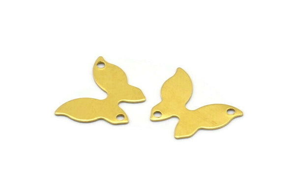 Brass Butterfly Connector, 50 Raw Brass Butterfly Connectors With 2 Holes, Charms, Earrings (15x12x0.40mm) B0300