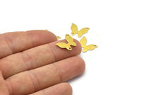 Brass Butterfly Connector, 50 Raw Brass Butterfly Connectors With 2 Holes, Charms, Earrings (15x12x0.40mm) B0300