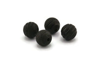 Black Ball Bead, 12 Oxidized Black Brass Spacer Beads, Findings (10mm) D1266 S1107